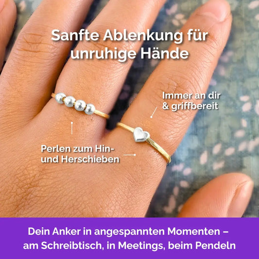 585 Gold Fidget Ring – filigraner, leichter und minimalistischer Schmuck für Stressabbau, Skin Picking und unruhige Hände. Herz