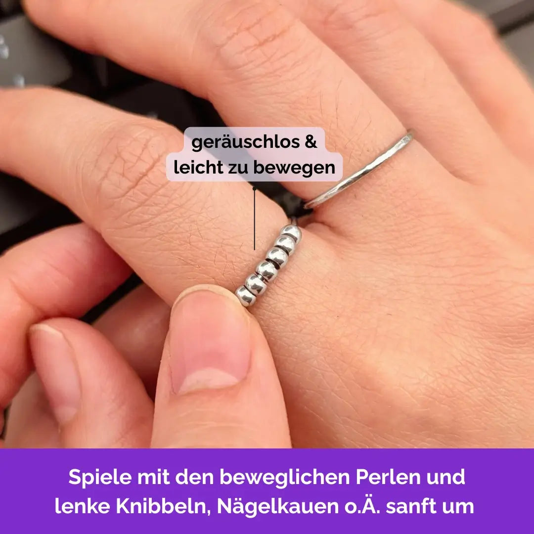 925 silber fidget ring, anxiety ring, anti stress ring bewegliche Kugeln Perlen