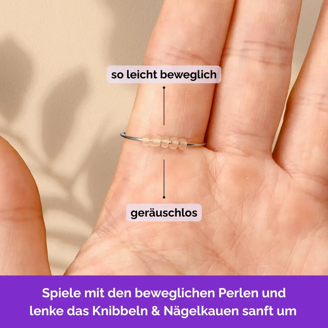 Fidget Ring in Silber – drehbare Perlen als Skill gegen Nägelkauen, Skin Picking und unruhige Finger