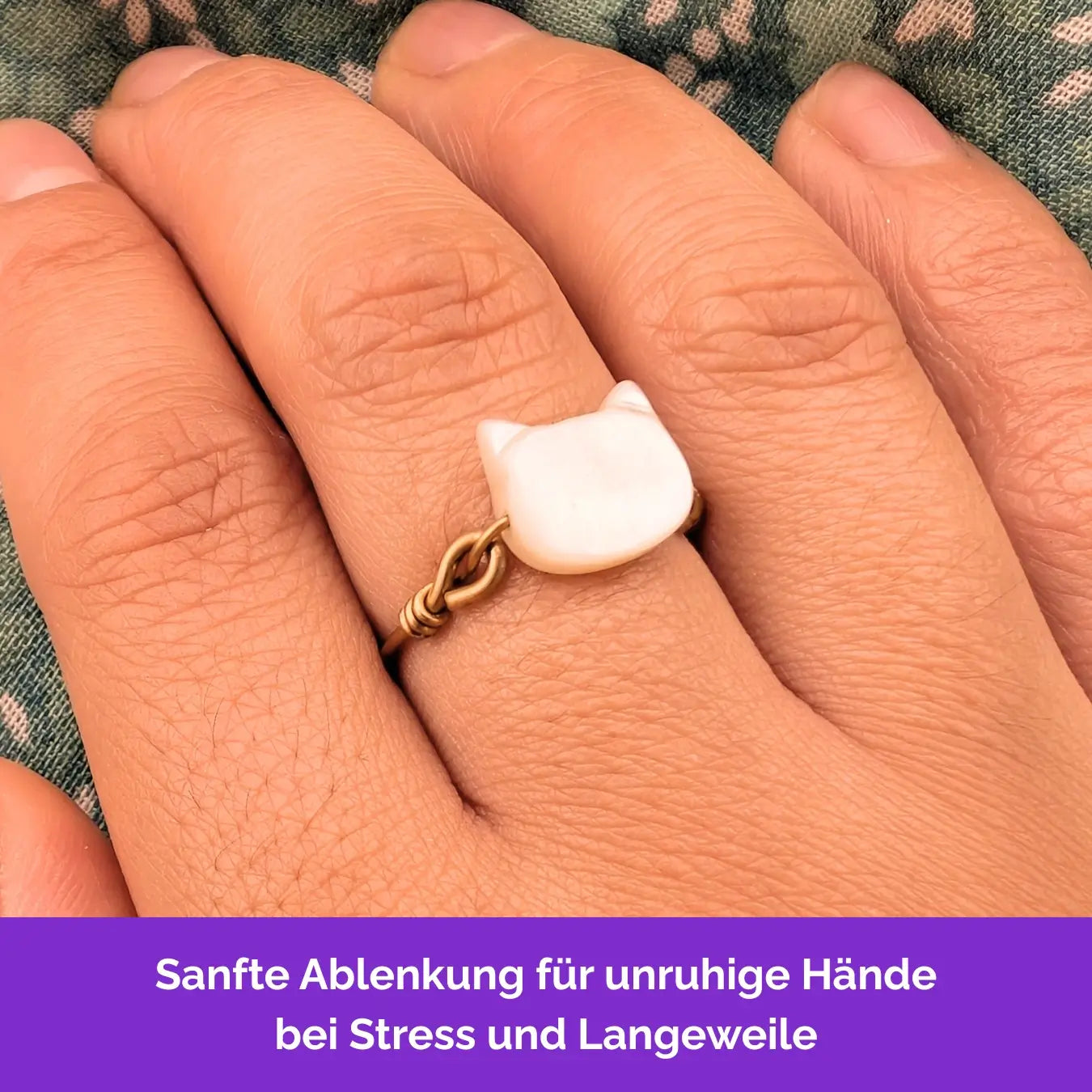 Katze Fidget Ring in Gold – filigraner, leichter und minimalistischer Schmuck für Stressabbau, Skin Picking und unruhige Hände