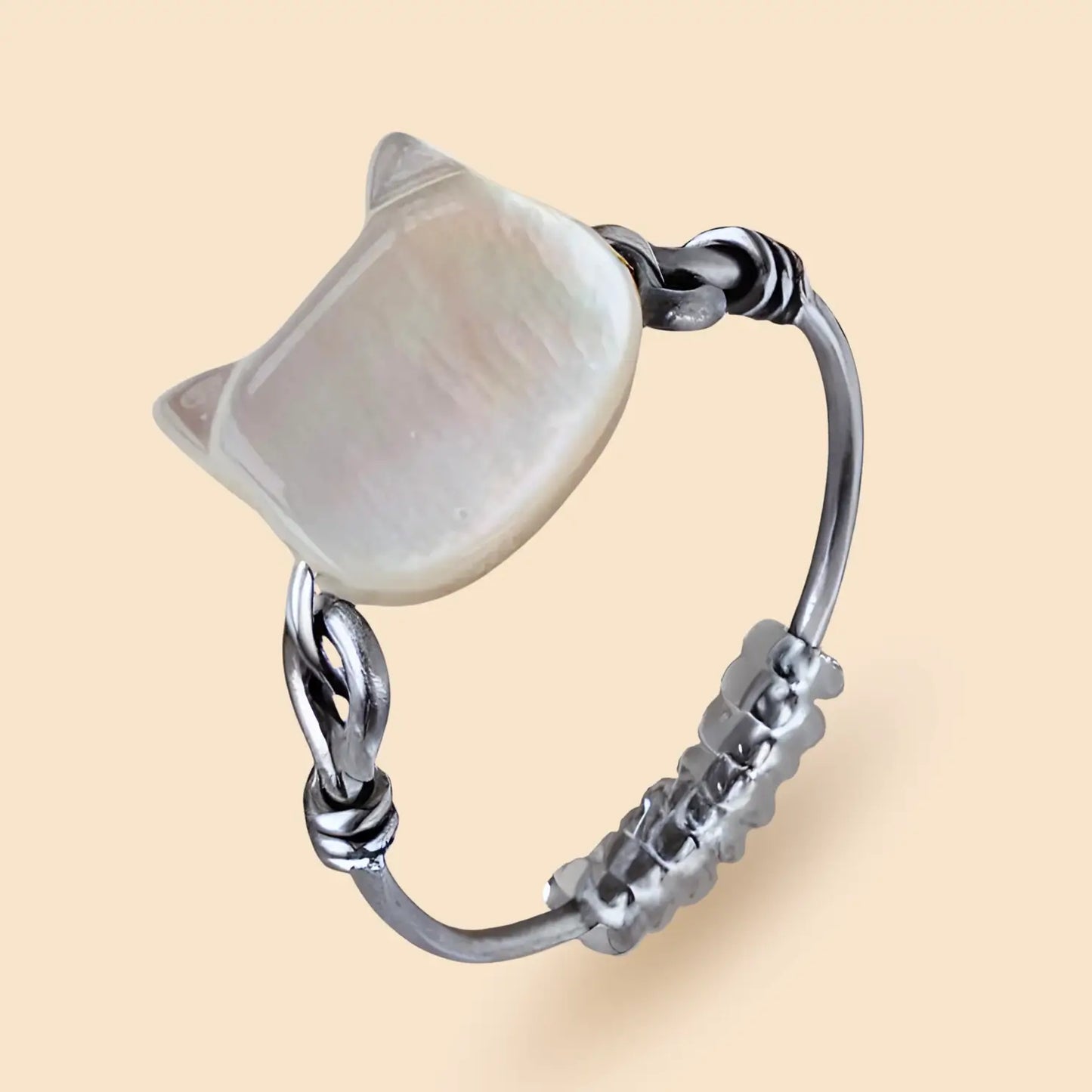Katze Fidget Ring in Silber – hochwertiger, unauffälliger Anti Stress Ring zur Stressbewältigung und Emotionsregulation