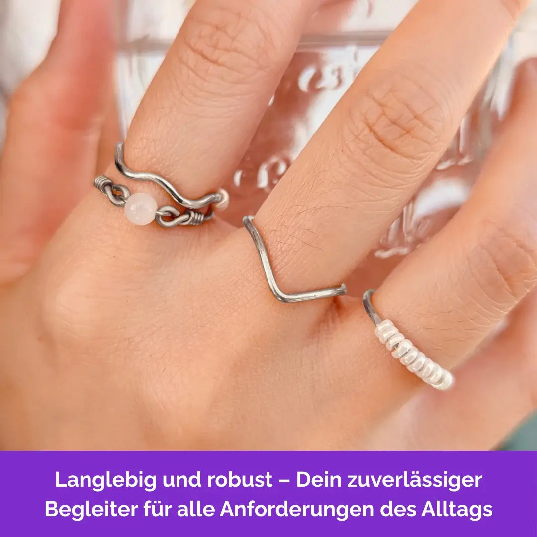 Wellen Fidget Ring in Silber – robuster, langlebiger Anti Stress Ring bei Skin Picking, Stress und Anspannung
