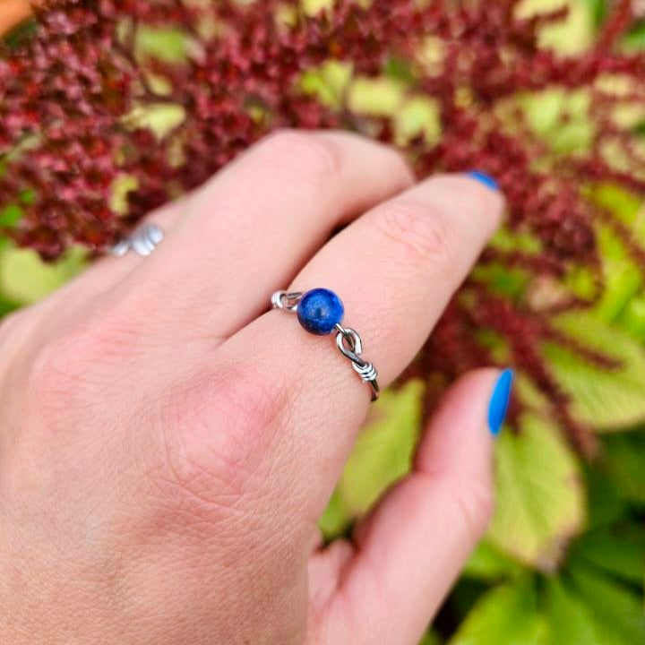 Unser Planet Fidget Ring Silber - Blaue Perle - Naturliebe