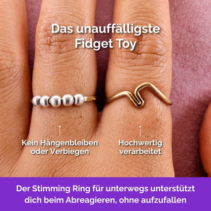 585 Gold Fidget Ring 14K Echtgold – unauffälliger Fidget Toy für Erwachsene mit Bergmotiv