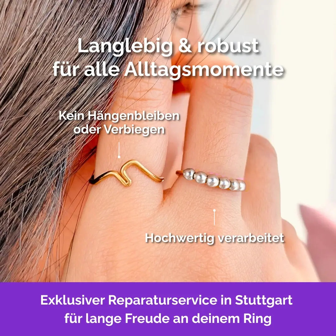 585 Gold Fidget Ring 14K Echtgold –  langlebiger, handgefertigter, diskreter Schmuck zur Stressbewältigung und Emotionsregulation. Berge