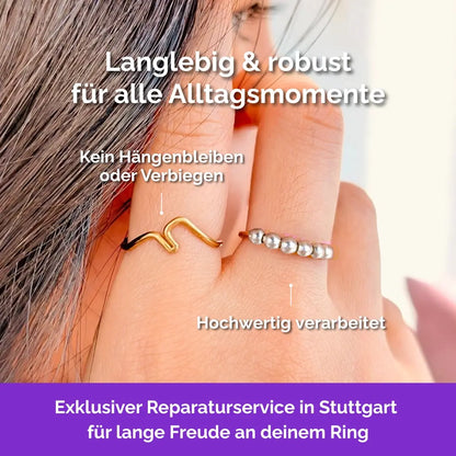 585 Gold Fidget Ring 14K Echtgold –  langlebiger, handgefertigter, diskreter Schmuck zur Stressbewältigung und Emotionsregulation. Berge