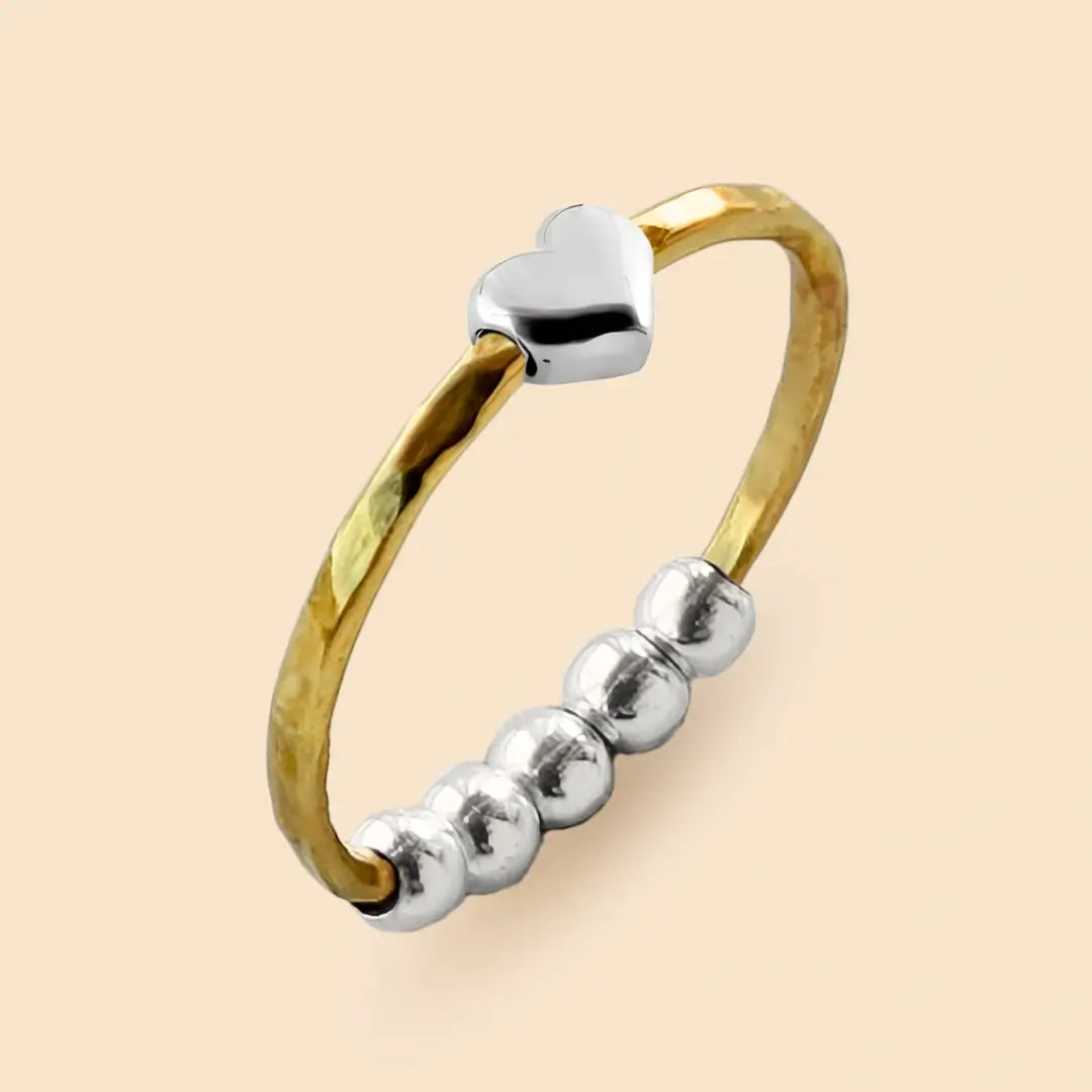 585 Gold Fidget Ring | 14K Echtgold – handgefertigter, diskreter Schmuck zur Stressbewältigung und Emotionsregulation. Herz