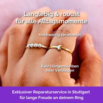 585 Gold Fidget Ring 14K Echtgold –  langlebiger, handgefertigter, diskreter Schmuck zur Stressbewältigung und Emotionsregulation. Mond