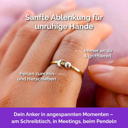 585 Gold Fidget Ring – filigraner, leichter und minimalistischer Schmuck  für Stressabbau, Skin Picking und unruhige Hände. Mond