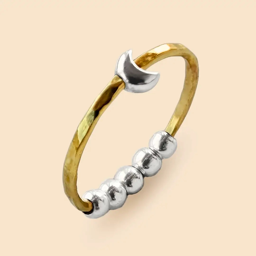 585 Gold Fidget Ring | 14K Echtgold – handgefertigter, diskreter Schmuck zur Stressbewältigung und Emotionsregulation. Mond