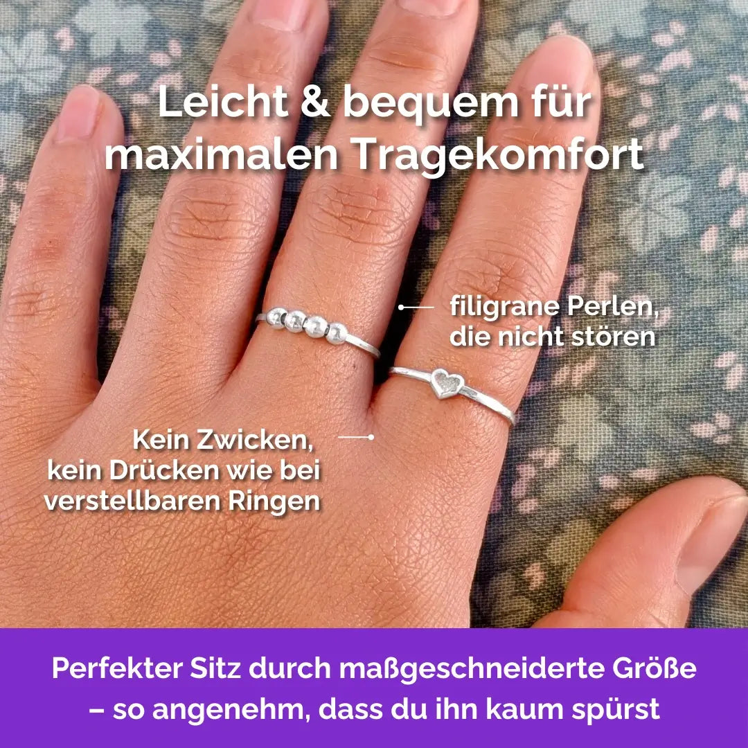 925 Silber Fidget Ring Herz - filigraner, leichter und minimalistischer Schmuck  für Stressabbau, Skin Picking und unruhige Hände