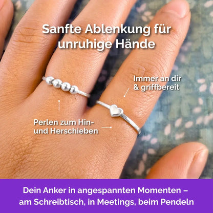 925 Silber Fidget Ring Herz – hochwertiger, unauffälliger Schmuck als Anker bei Nervosität und Stress.