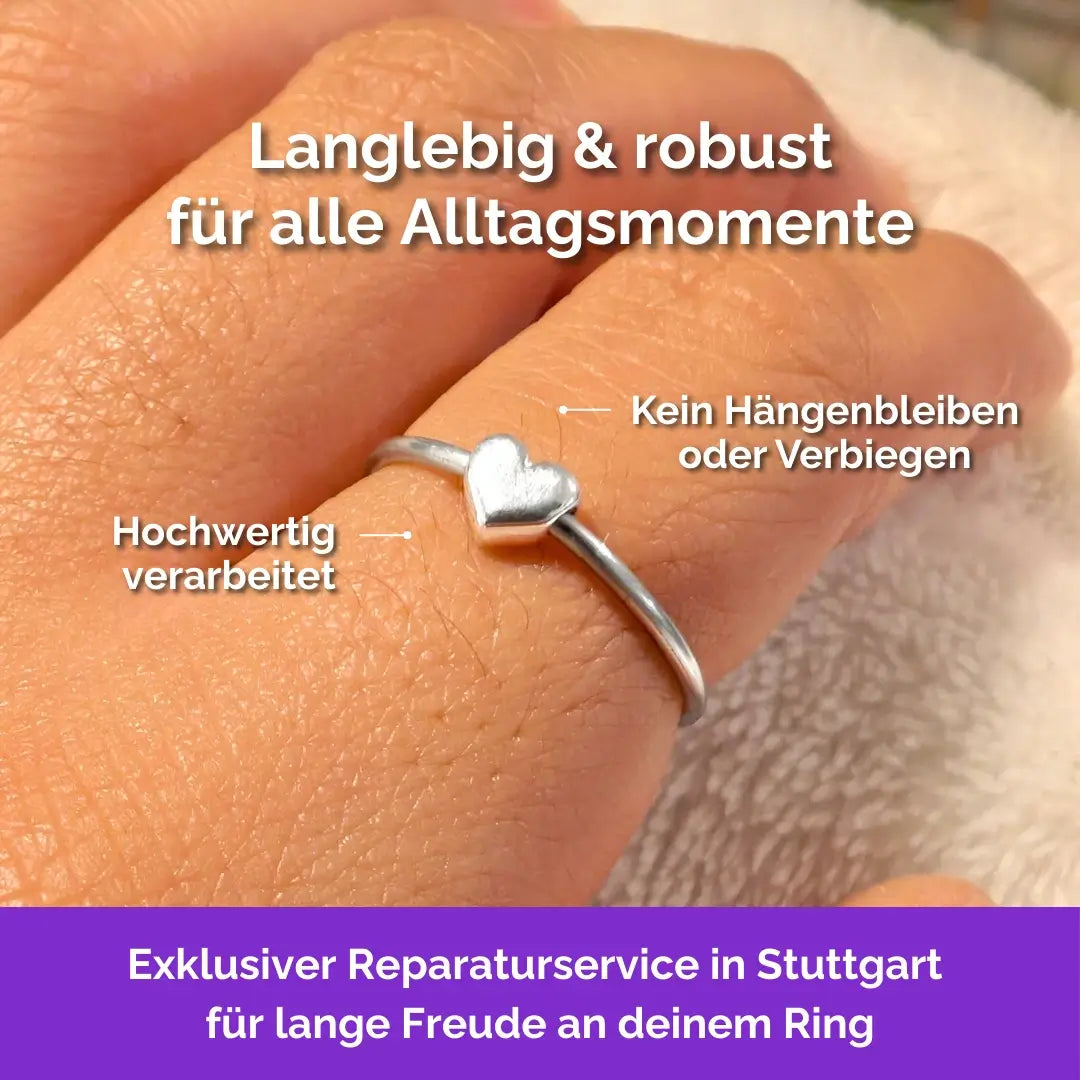 925 Silber Fidget Ring Herz – robuster, langlebiger Anti Stress Ring bei Skin Picking, Stress und Anspannung