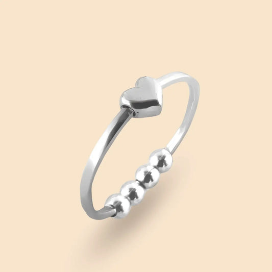 925 silber fidget ring herz - fidget toy für erwachsene, anxiety ring, anti stress ring