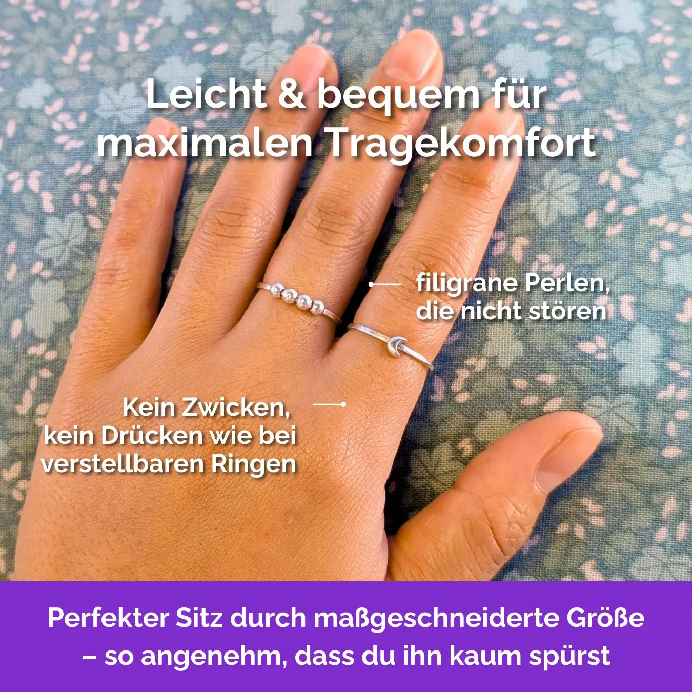 925 Silber Fidget Ring Mond - filigraner, leichter und minimalistischer Schmuck  für Stressabbau, Skin Picking und unruhige Hände