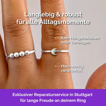 925 Silber Fidget Ring Mond – robuster, langlebiger Anti Stress Ring bei Skin Picking, Stress und Anspannung