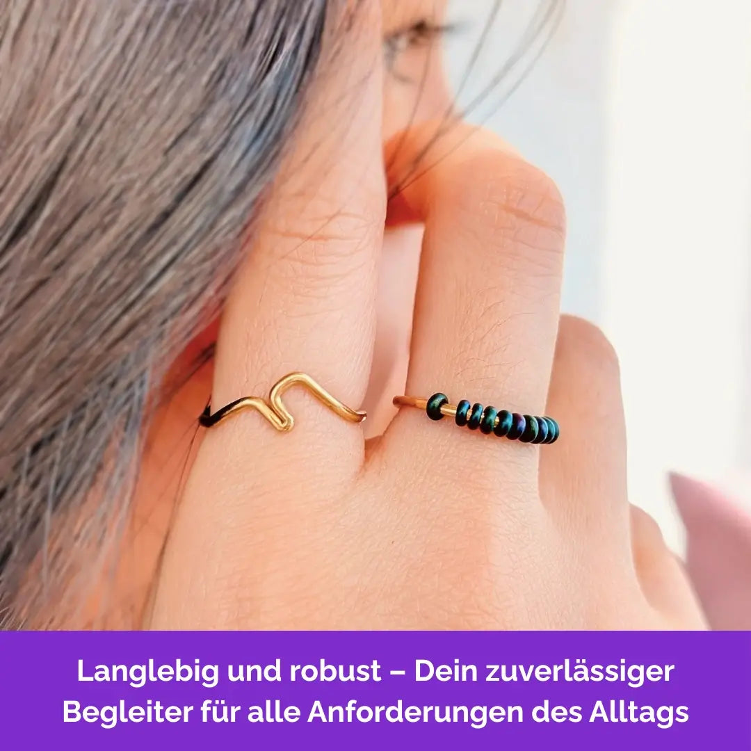 Berge Fidget Ring in Gold – robuster, langlebiger Anti Stress Ring bei Skin Picking, Stress und Anspannung