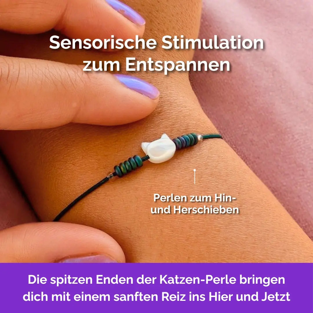 Fidget Armband in Grün mit beweglichen Perlen, Akupressur, ideal als Skill bei innerer Unruhe zur sanften Stressbewältigung und Emotionsregulierung.