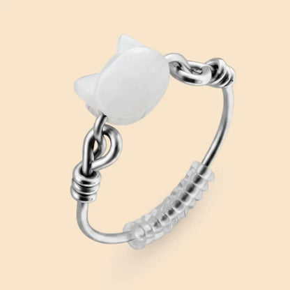 Katze Fidget Ring in Silber – hochwertiger, unauffälliger Anti Stress Ring zur Stressbewältigung und Emotionsregulation