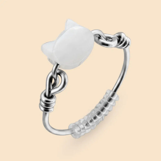 Katze Fidget Ring in Silber – hochwertiger, unauffälliger Anti Stress Ring zur Stressbewältigung und Emotionsregulation