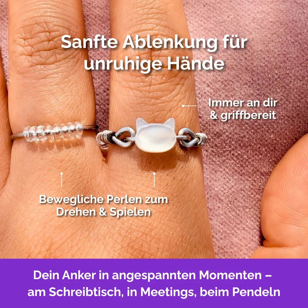 Katze Fidget Ring in Silber – hochwertiger, unauffälliger Schmuck als Anker bei Nervosität und Stress