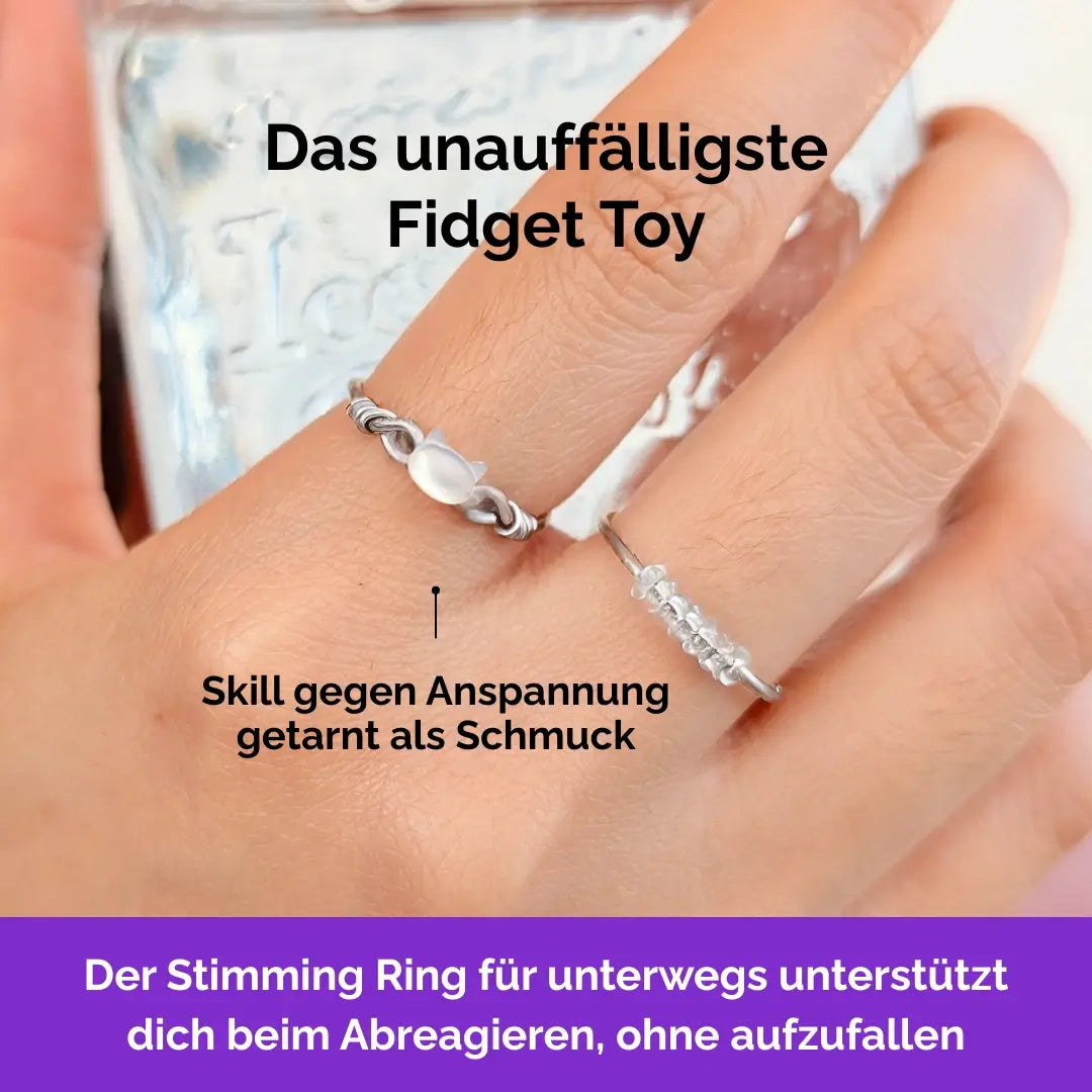 Katze Fidget Ring in Silber – handgefertigter, diskreter Schmuck zur Stressbewältigung und Emotionsregulation