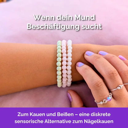 Kauarmband für Erwachsene, Beißkette in Weiß mit Silikonperlen, sensorisch, Stimming Kette
