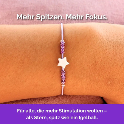 Fidget Armband Stern wie ein Igelball Massageball gegen Stress, Anspannung, innere Unruhe. Lila Lavendel