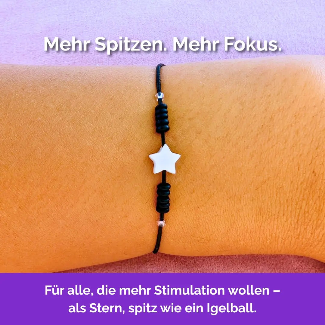 Fidget Armband Stern wie ein Igelball Massageball gegen Stress, Anspannung, innere Unruhe. Schwarz