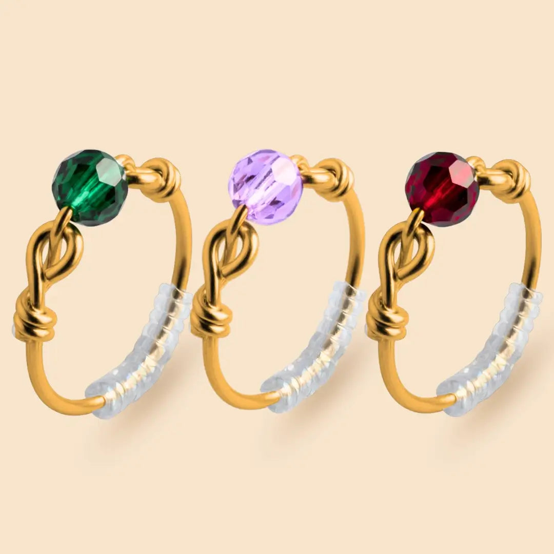 Fidget Ring goldfarben – hochwertiger, unauffälliger Anti Stress Ring zur Stressbewältigung und Emotionsregulation. 3er-set Relax