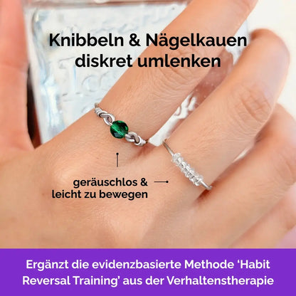 Wald Fidget Ring in Silber – drehbare Perlen als Skill gegen Nägelkauen, Skin Picking und unruhige Finger