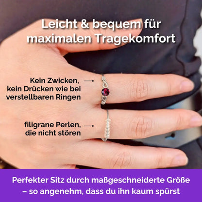 Fidget Ring silberfarben – filigraner, leichter und minimalistischer Schmuck  für Stressabbau, Skin Picking und unruhige Hände. Red velvet