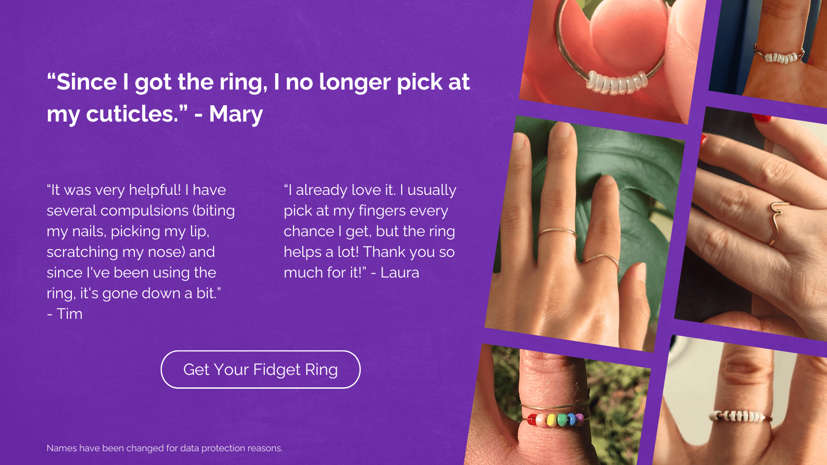 Testimonial anti stress ring - no skin picking, no nail biting, helps to manage anxiety