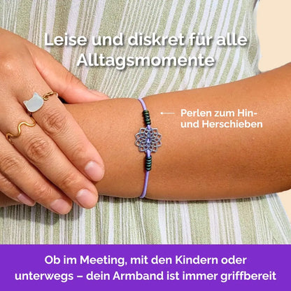 Lotus Fidget Armband in Silber Lavendel mit beweglichen Perlen für Erwachsene, ideal als Gummiband Skill bei innerer Unruhe zur sanften Stressbewältigung und Emotionsregulierung. Leise