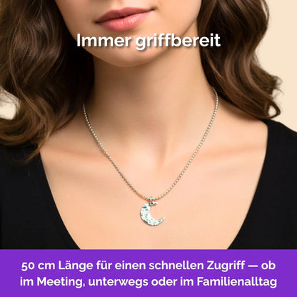 Fidget Kette silberfarben Mond – handgefertigter, diskreter Schmuck zur Stressbewältigung und Emotionsregulation.