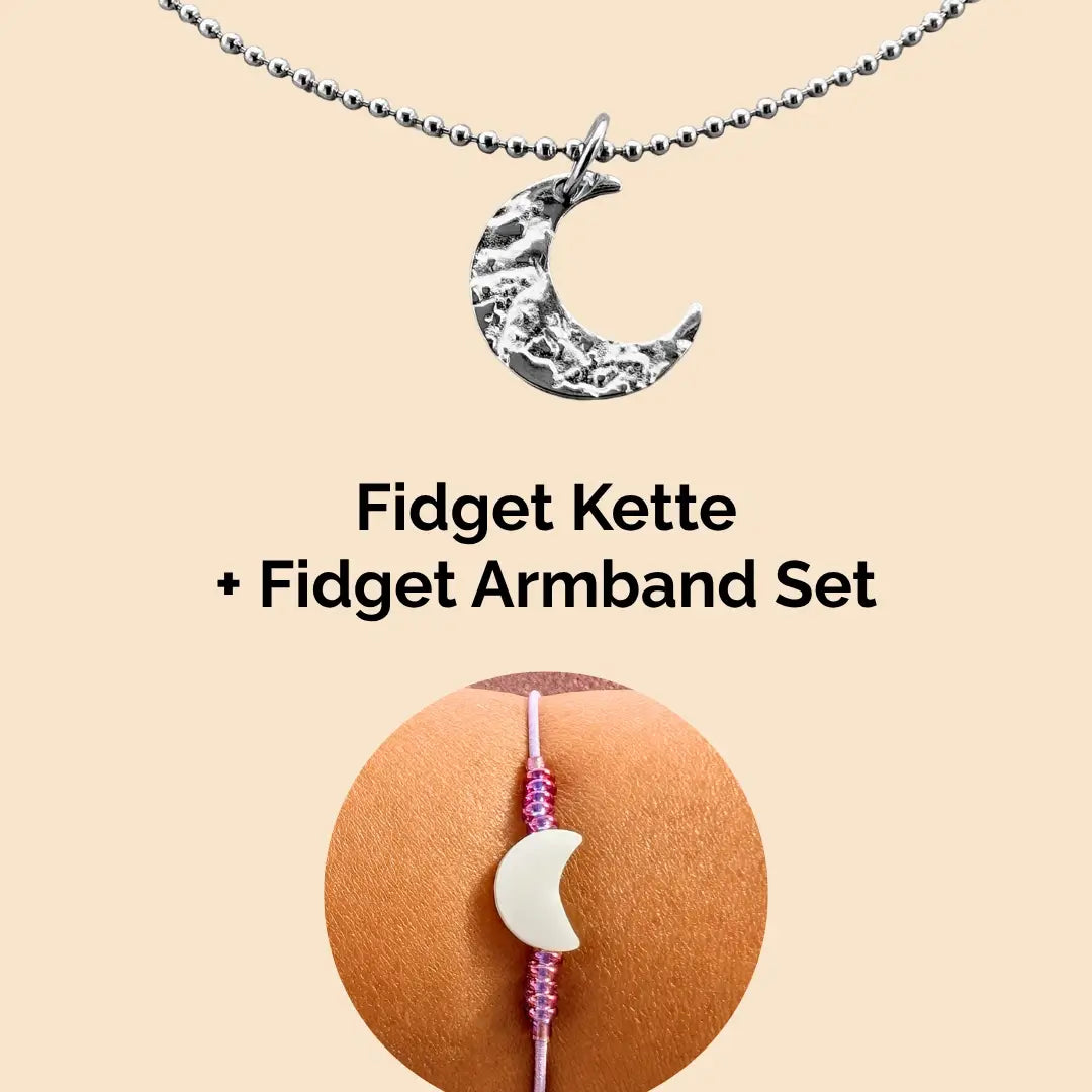 Fidget Armband + Kette in Lila mit beweglichen Perlen, ideal als Skill bei innerer Unruhe zur sanften Stressbewältigung und Emotionsregulierung