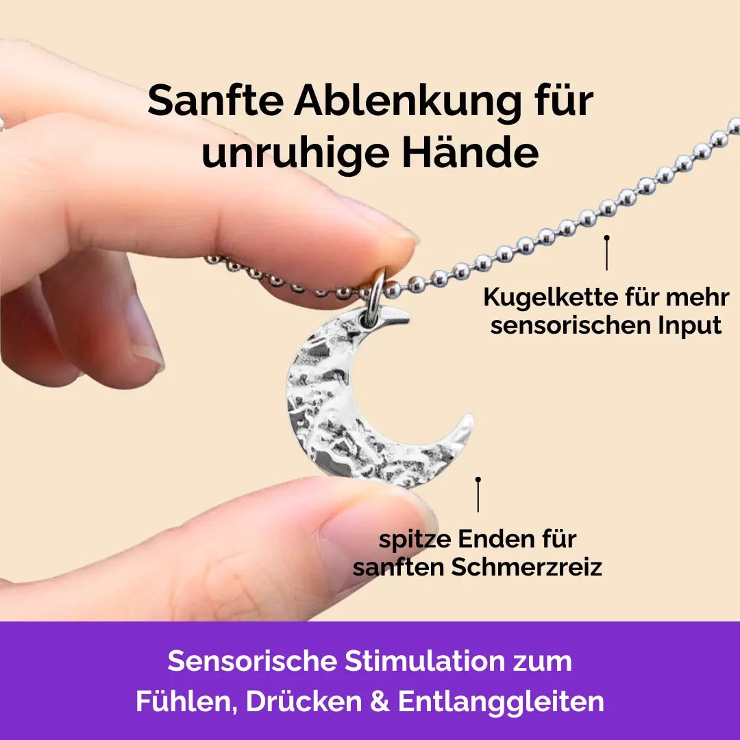 Fidget Kette silberfarben mit beweglichen Perlen, ideal als Skill bei innerer Unruhe zur sanften Stressbewältigung und Emotionsregulierung