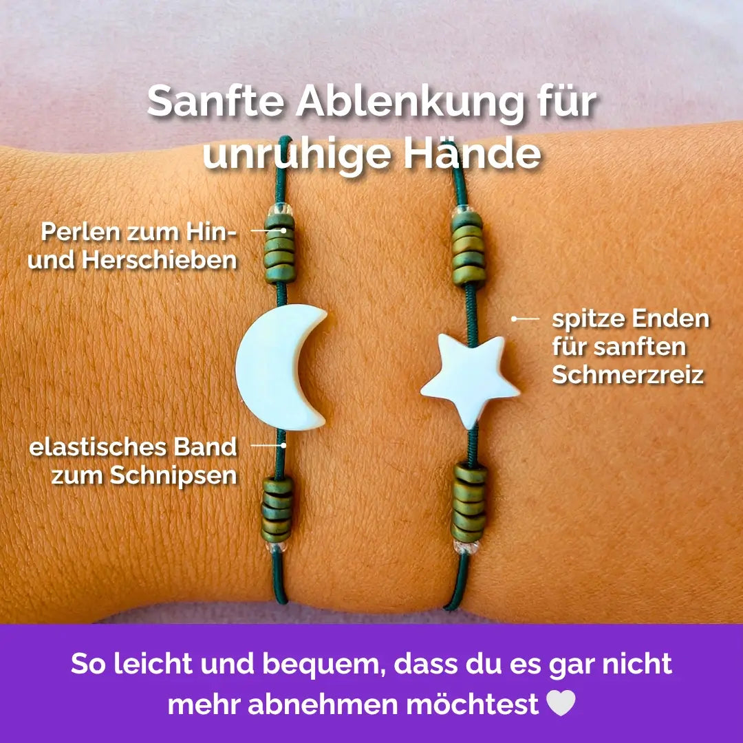 Fidget Armband 2er-Set Mond Stern | Gummiband Skill