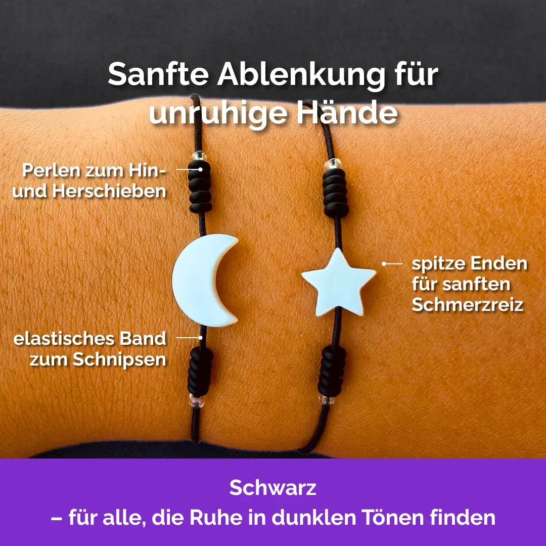 Fidget Armband 2er-Set Mond Stern | Gummiband Skill