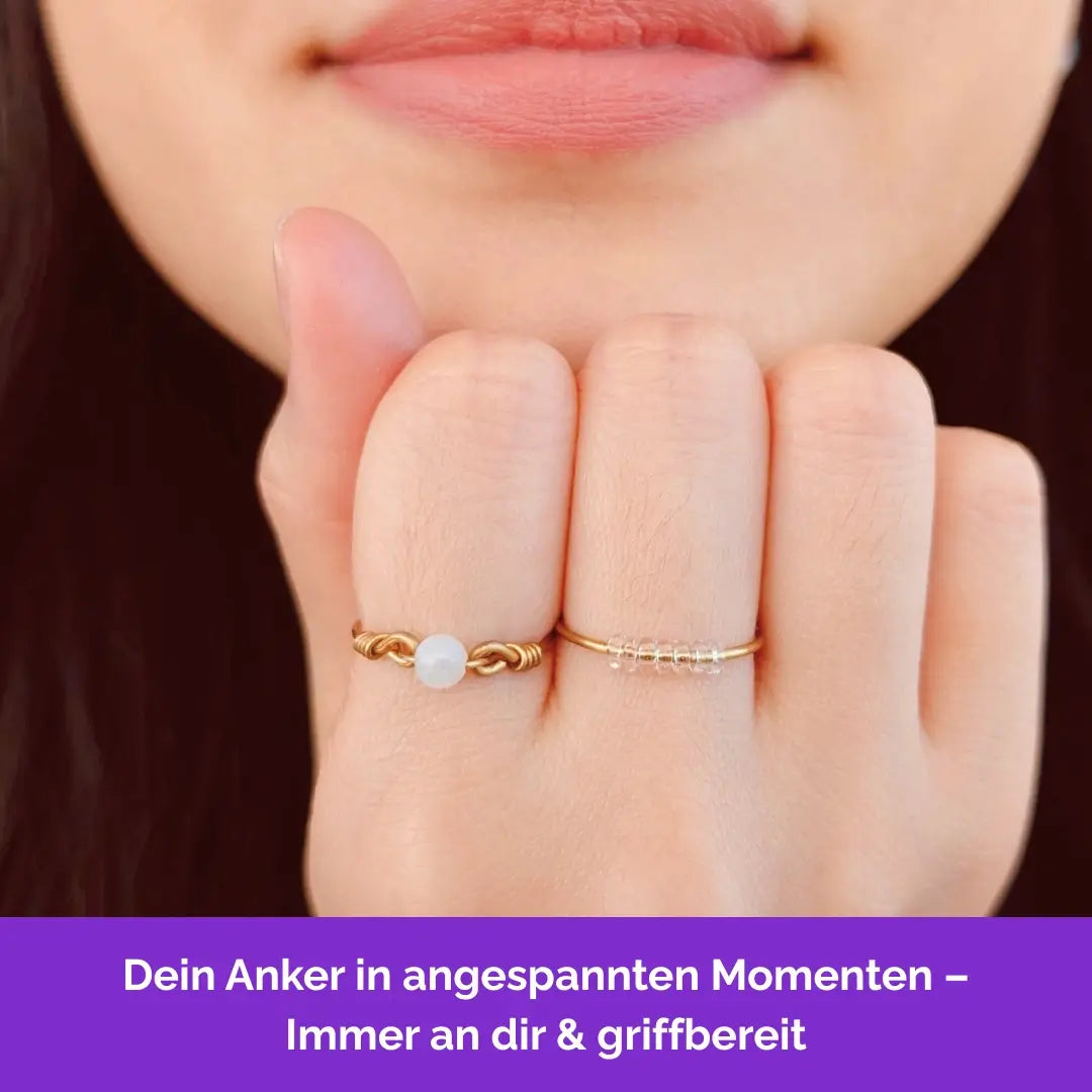 Mond Fidget Ring in Gold – hochwertiger, unauffälliger Schmuck als Anker bei Nervosität und Stress