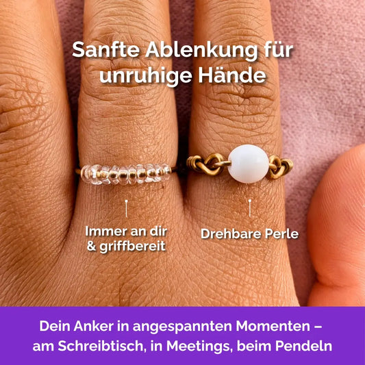 Mond Fidget Ring in Gold – hochwertiger, unauffälliger Schmuck als Anker bei Nervosität und Stress