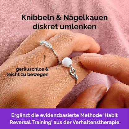 Fidget Ring in Silber – drehbare Perlen als Skill gegen Nägelkauen, Skin Picking und unruhige Finger
