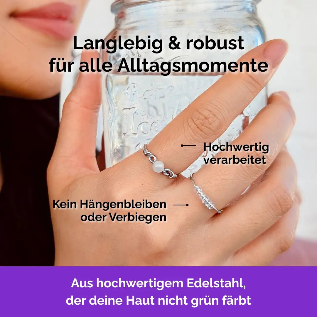 Mond Fidget Ring Silber - Edelstahl, der nicht grün abfärbt