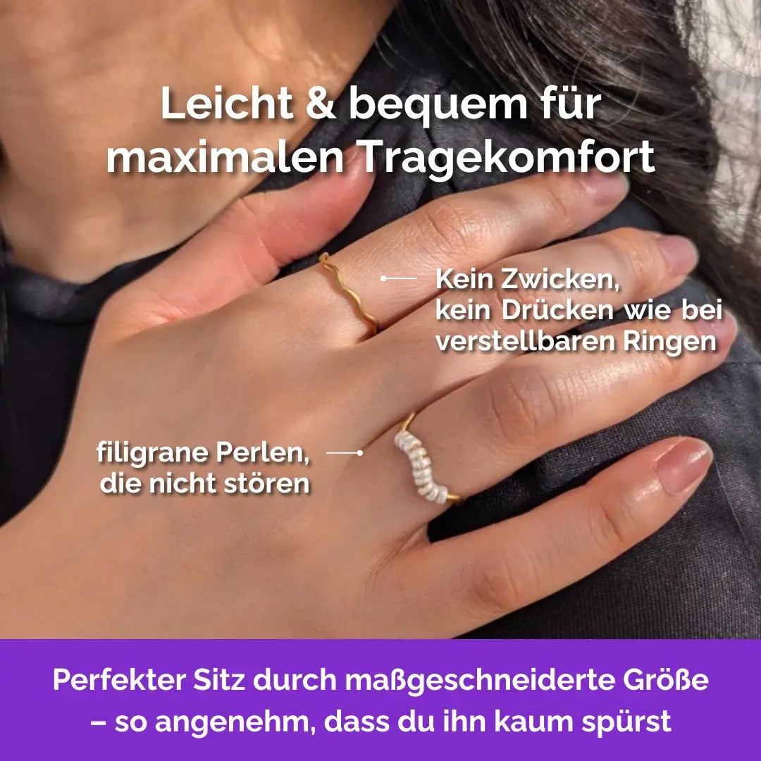Welle Fidget Ring in Gold – handgefertigter, diskreter Schmuck zur Stressbewältigung und Emotionsregulation.