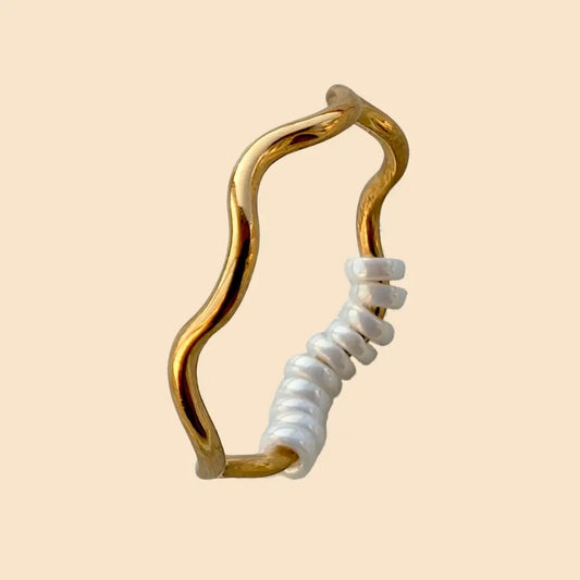 Wellen Fidget Ring in Gold – hochwertiger, unauffälliger Anti Stress Ring zur Stressbewältigung und Emotionsregulation