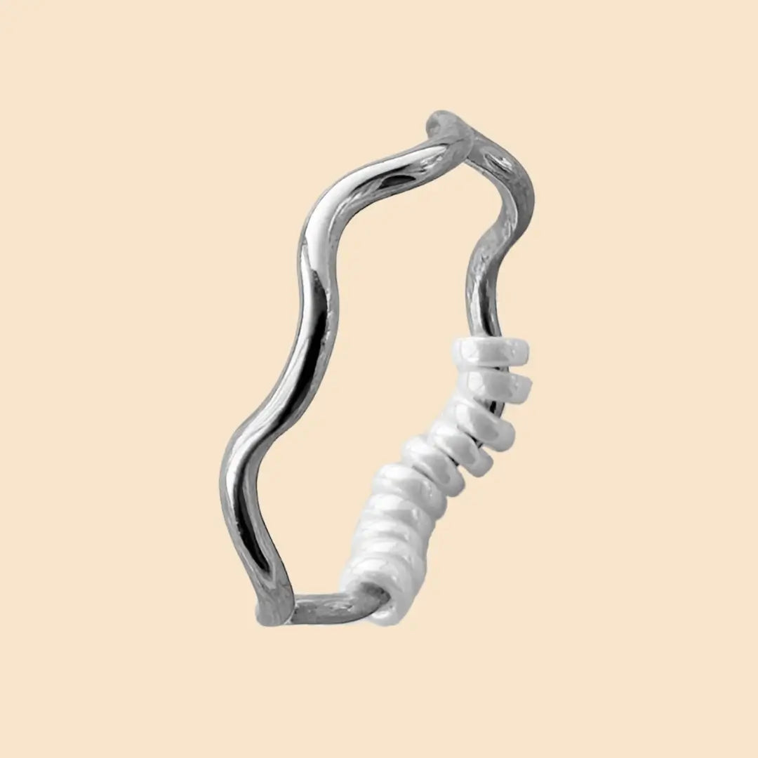 Wellen Fidget Ring in Silber – hochwertiger, unauffälliger Anti Stress Ring zur Stressbewältigung und Emotionsregulation