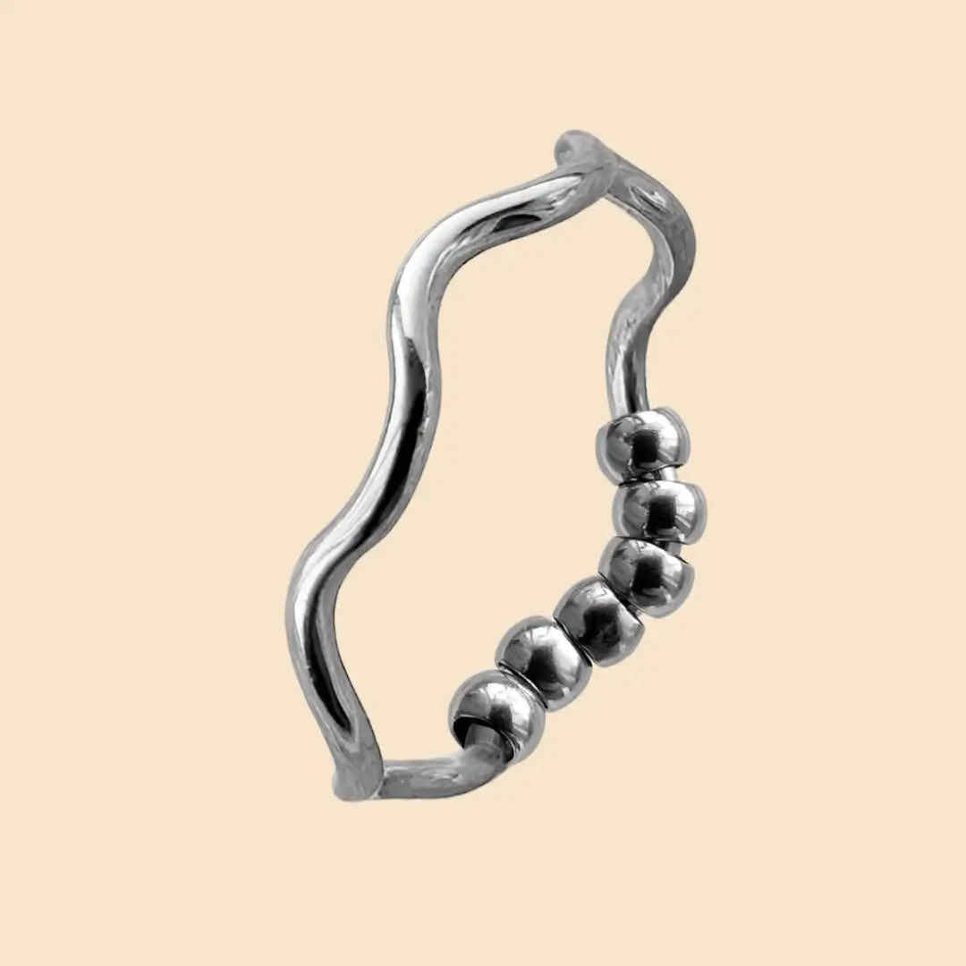 Wellen Fidget Ring in Silber – hochwertiger, unauffälliger Anti Stress Ring zur Stressbewältigung und Emotionsregulation