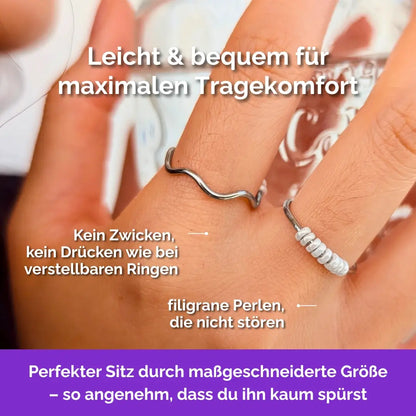 Wellen Fidget Ring in Silber – bequem leicht, langlebiger Anti Stress Ring bei Skin Picking, Stress und Anspannung
