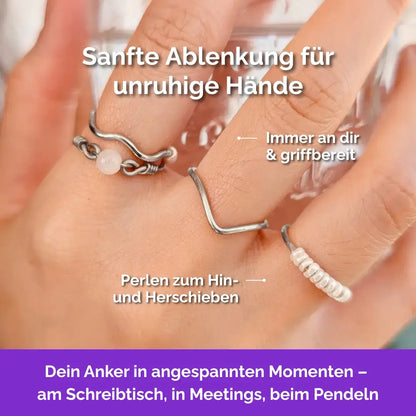 Wellen Fidget Ring in Silber – robuster, langlebiger Anti Stress Ring bei Skin Picking, Stress und Anspannung