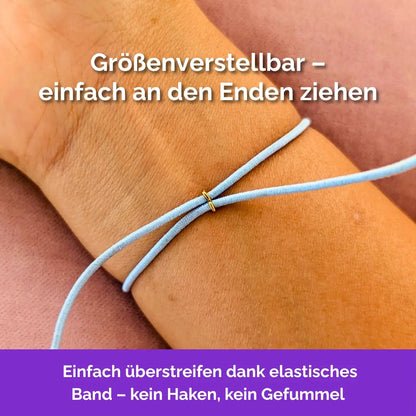 Fidget Armband in Gold Blau mit beweglichen Perlen, größenverstellbar, ideal als Skill bei innerer Unruhe zur sanften Stressbewältigung und Emotionsregulierung.